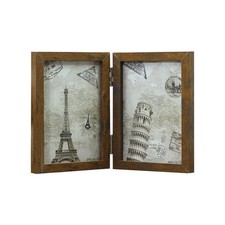  7 Inch Cornice Con Foto Quadretto Frame Di Doppio Lato Porta Legno
