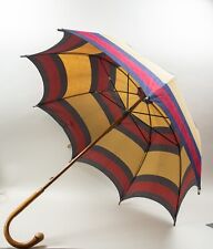 Ombrello Gucci retrò vintage in tela di cotone con asta e manico in legno