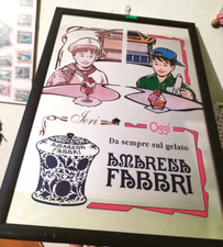 1030-Quadro specchio pubblicitario vintage AMARENA FABBRI 44x64 cm anni '70