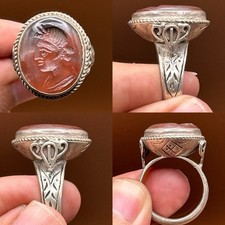 Rarissimo anello antico romano in argento con intaglio unico del re