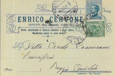 Cartolina pubblicitaria ENRICO CERVONE. Conserve alimentari. Gaeta 1924