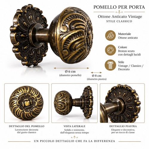 Pomello ottone anticato - pomello,