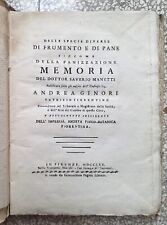 MANETTI, Frumento e Pane, 1765 - PANIFICAZIONE - farina - GASTRONOMIA - Economia