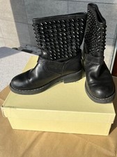 STIVALETTI TWINSET ORIGINALI NERI NR. 36 BIKER BORCHIATI CON SCATOLA QUASI NUOVI