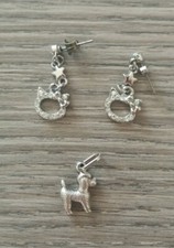 Orecchini Gatta con brillantini (bigiotteria) e ciondolo barboncino 