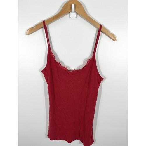 Y2k womens cami top red - l, lace