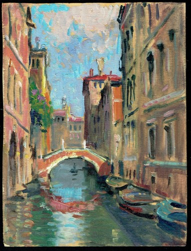 Venezia canale dipinto olio - venezia,