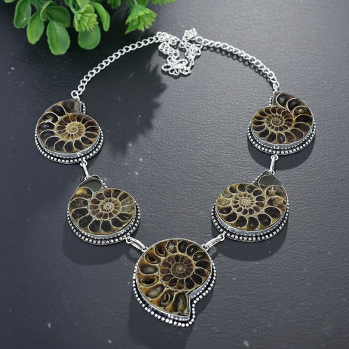 Collana argento fossile - in,