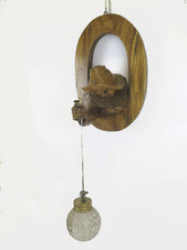 LAMPADA APPLIQUE DA MURO ANTICA APPLIQUE LEGNO INTAGLIATO SCULTURA LN24