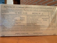 NUOVA RAZIONE K 24h MENU 3 - Legione Straniera Esercito Francese SCAD. MAG. 2026