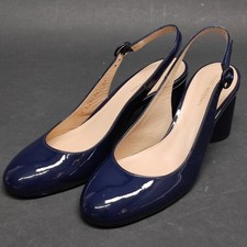 Stuart Weitzman décolleté slingback blu vernice tacco largo n.37