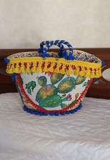 COFFA BORSA ARTIGIANALE SICILIANA "SICILIA BEDDA " in palma nana ornata a mano