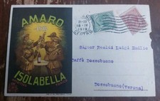 CARTOLINA D' EPOCA ORIGINALE AMARO 1918 ISOLABELLA 18 TONICO APERITIVO ILLUSTRAT