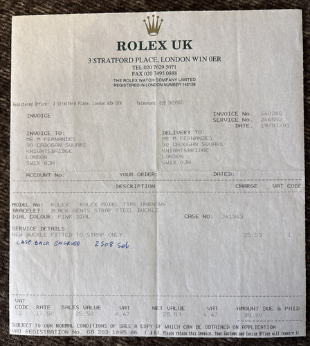Rolex service certificate - service,