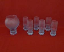 ✅ SET DESIGN VASO GHIACCIO CON 6 BICCHIERI CRISTALLO MOLATO 1970 VINTAGE - 4502