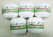 Lotto di 5 gomitoli da 100 gr. FILO DI SCOZIA N°8 per lavori ad uncinetto BIANCO