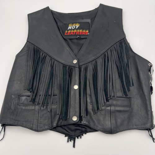 Hot leathers gilet donna nero - leathers,