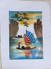 Quadro orientale barca senza