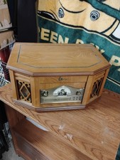 Lettore 4 in 1 vintage Emerson NR303TT (CD, nastro, phono, radio AM/FM) custodia in legno