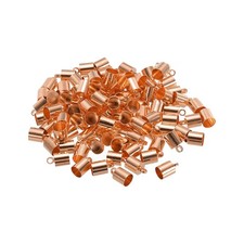 100pz Corda Estremità Cappucci 5,5mm Ottone 6mm Lunghezza Rosa Oro