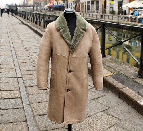 Cappotto pelle montone beige - montone,