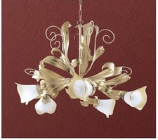 LAMPADARIO ANASTASIA in STILE CLASSICO con decoro VETRO scavo VERS A 5 LUCI E14