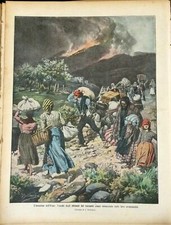 DOMENICA DEL CORRIERE 1910 ERUZIONE ETNA ESODO ABITANTI