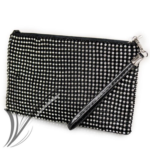 Pochette nera con strass