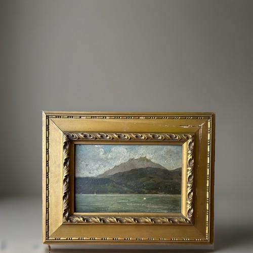 Paesaggio con montagna lago - con,