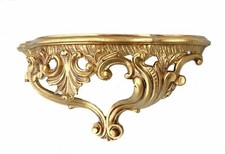 Mensola Da Parete Consolle Ripiano Oro Barocco Repro 38x20x15,5 Cm Mensola 811 N