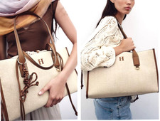 ZARA MAXI SHOPPER CANVAS Borsa