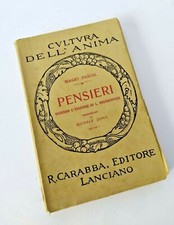 ♥ PENSIERI Biagio Pascal Cultura dell'Anima R Carabba Editore 1931 Vol I A31