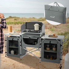 Cucina da campeggio 3 piani pieghevole in alluminio con borsa trasporto grigio