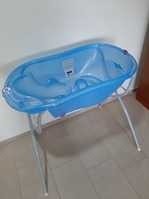 Vasca da bagno blu Ok Baby modello Onda 0-12 mesi termometro incluso supporto