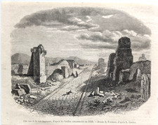 Stampa antica '800 Via Appia