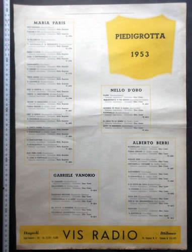 Piedigrotta pubblicità 1953 - piedigrotta,