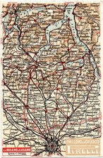 CARTOLINA PUBBLICITA' PIRELLI -LOMBARDIA -MILANO -LUGANO-PALLONI DA GIOCO