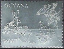 Guyana 1993 Coniglio Farfalla Animali Insetti Conservazione Natura ARGENTO MNH