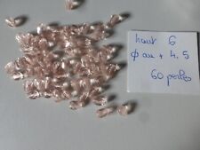 lot de 60 perles ancienne en  cristal forme poire goutte à facettes rose SUPERBE