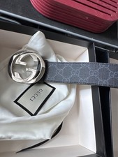 Gucci Cintura Uomo 411924 Interlocking GG Supreme Pelle Nera Taglia 85 BELLISSIMA