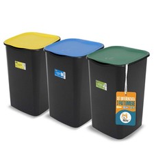 Set 3 pattumiere e bidoni 50L