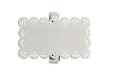 Targhetta legno grande traforata BIANCO con molletta decorazione bomboni 0LJS