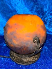 Veilleuse Robj Paris art deco pate de verre support fer forgé