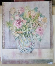 QUADRO MODERNO ANNI OTTANTA A SOGGETTO FLOREALE MAZZO DI FIORI IN UN VASO P23