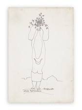 Jean-Joseph SANFOURCHE (Art brut ) - disegno originale a china firmato