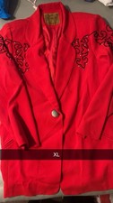 Giacca blazer vintage Saddle Ridge Western donna XL rosso ricamato borchie