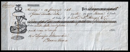 Ancona assegno 1848 fratelli - ancona, 1848,,fratelli