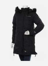 KHUJO Damen Winterjacke Parka Jacke mit Fellkapuze Modell:Melindra Dunkelblau, L