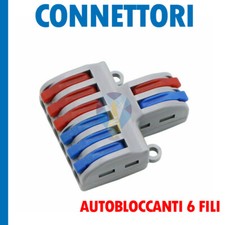 Connettori per cavi elettrici 6 fili pin con morsetti autobloccanti modellismo