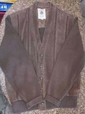 Giacca maglione marrone vera pelle Caribou Bay Trading Company vintage anni 80